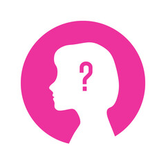 Question girl head icon. Problem solving. The concept of brain activity. Vector illustration