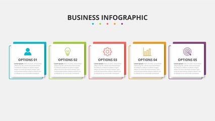 Fototapeta na wymiar Presentation business infographic template with 5 options. Vector illustration.