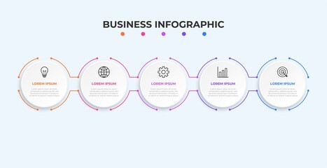 Presentation business infographic template with 5 options. Vector illustration.