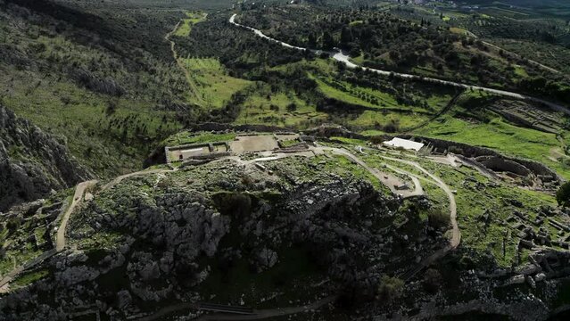 Aerial view of Mycenae archaeological site