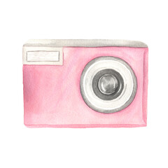 Watercolor hand painted photography photo camera