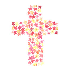 Watercolor hand painted easter cross
