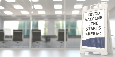 Coronavirus vaccination site signboard with flag of Thailand. COVID-19 vaccination related 3D rendering