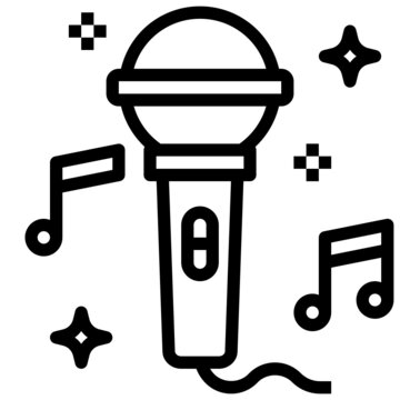 black microphone with musical notes clip art preview