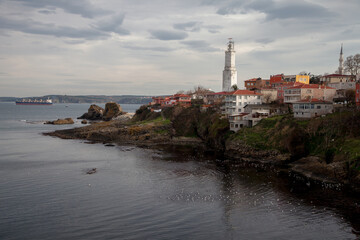Fototapeta na wymiar Black sea view with Rumeli lighthouse