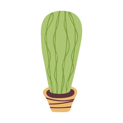 Hand drawn cactus, succulent, potted flower isolated on a white background. Doodle, illustration in a simple flat style. It can be used for decoration of textile, paper and other surfaces.