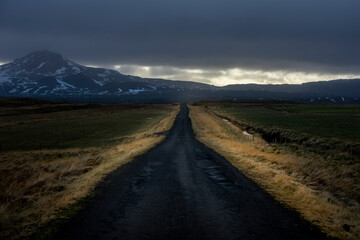 A country road in Grundarfjordur in the Snaefelsness Peninsula, Iceland