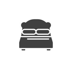 Bed with pillows vector icon