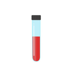 Vector image of a blood tube with a closed black lid. Color illustration for laboratory and medicine.