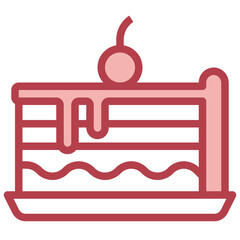 CAKE SLICE red line icon,linear,outline,graphic,illustration