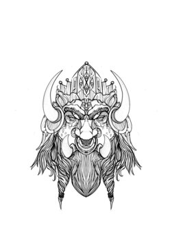 Rey ogro personaje con corona ( line Art) blanco y negro sin entintado