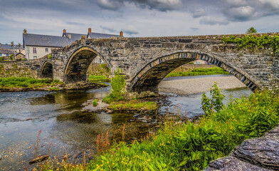 Fototapeta na wymiar Three Arch Stone Bridge Llanrwst, North Wales, UK.
