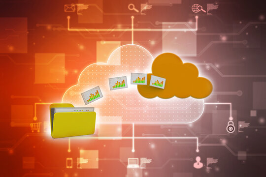 3d rendering Cloud computing concept, Cloud internet technology concept background, Cloud computing and network data Storage concept