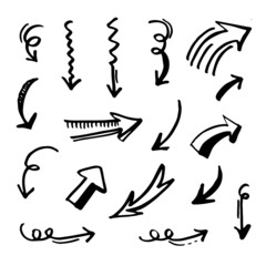 doodle design elements. hand drawn arrows isolated on white background. Vector illustration.