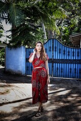 portrait of a woman in a dress in sri lanka 