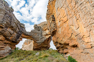 Travel to Lesotho. Natural arches created by erosion in Sehlabathebe National Park