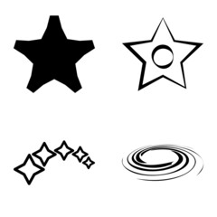 Stars1-2starfall Flat Icon Set Isolated On White Background