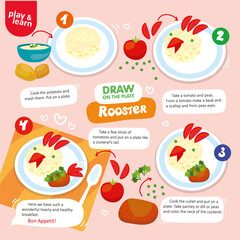 Game Istructions for Children How to Make Breakfast in Form Rooster