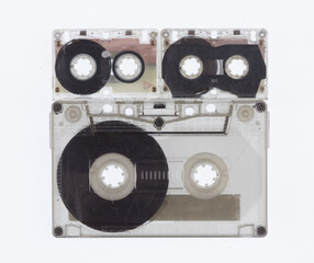 vintage audio cassettes isolated on white background