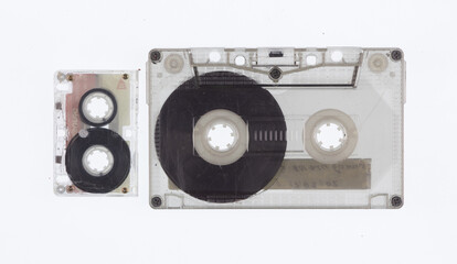 vintage audio cassettes isolated on white background