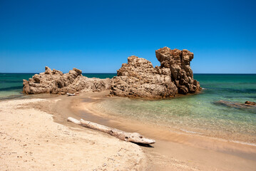 Sardegna, veduta della spiaggia di Portu s'Ilixi, a Muravera, Italia, Europa 