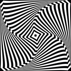 Whirl movement illusion in abstract op art lines pattern.