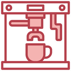 COFFEE MACHINE red line icon,linear,outline,graphic,illustration