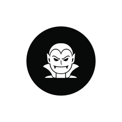Dracula icon circle background black color editable. Vampire icon.