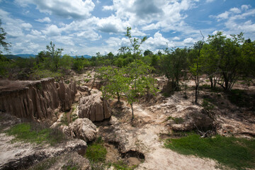 Fototapeta na wymiar Pong Yup in Ratchaburi Province, Thailand , where a subsidence-natural phenomenon when the land collapses due to an erosion of the underground water