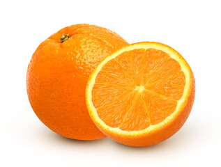 Orange and half isolated on white background, cut out