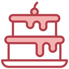 CHOCOLATE CAKE red line icon,linear,outline,graphic,illustration