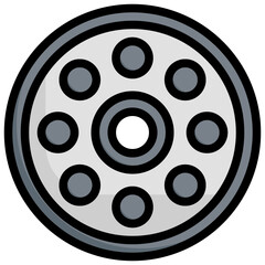 FILM REEL filled outline icon,linear,outline,graphic,illustration