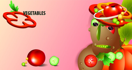 Obraz premium man made of vegetables. Abstract vector illustration