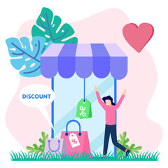 Illustration vector graphic cartoon character of discount and sale
