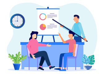 Illustration vector graphic cartoon character of team work business