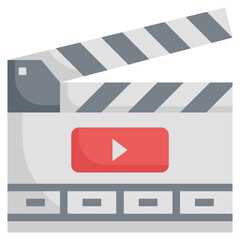 FILM CLAPPERBOARD flat icon,linear,outline,graphic,illustration