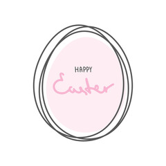 Easter egg composition hand drawn on white background and with the text Happy Easter