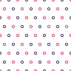 Pink and purple tiny rings seamless pattern with white background.