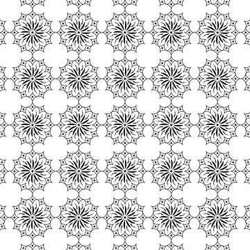Black and white flowers mandala background vector in illustration geometric pattern graphics vector