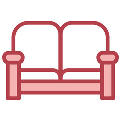 CINEMA SEAT red line icon,linear,outline,graphic,illustration