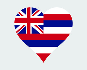 Hawaii USA Heart Flag. HI US Love Shape State Flag. Hawaiian United States of America Banner Icon Sign Symbol Clipart. EPS Vector Illustration.