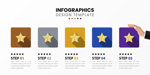 Infographic template with 5 options or steps. Rank