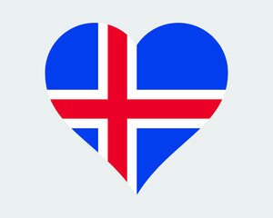 Iceland Heart Flag. Icelandic Love Shape Country Nation National Flag. Icelander Banner Icon Sign Symbol. EPS Vector Illustration.