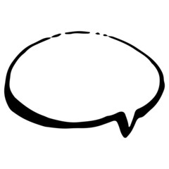 An oval of a speech bubble, hand-drawn in the style of a comic book with an isolated black line on white with an empty space for text. drawn Round Comic Book Template for Chats and correspondence Vect