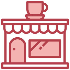 COFFEE SHOP red line icon,linear,outline,graphic,illustration