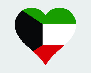 Kuwait Heart Flag. Kuwaiti Love Shape Country Nation National Flag. State of Kuwait Banner Icon Sign Symbol. EPS Vector Illustration.