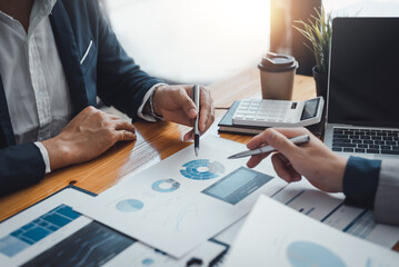 Business people talking, planning analyze investment and marketing at meeting.