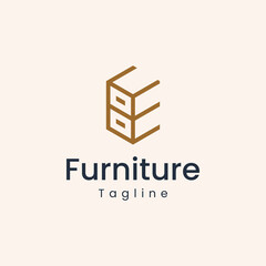 minimalist furniture logo vector illustration design, line art furniture logo
