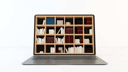 Library on computer screen concept background 3d rendering