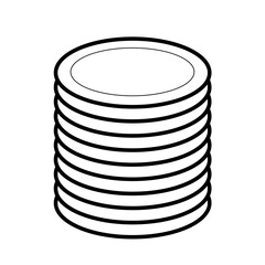 高く積まれたお皿のイラスト。大食いを表すアイコン。
